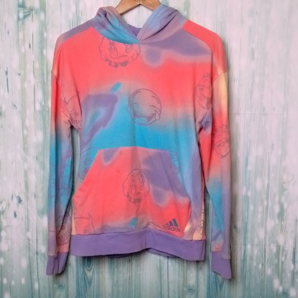 Adidas Tie Dye Hoodie With Emoji Faces Large